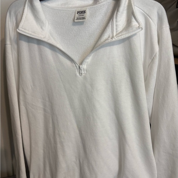 PINK Victoria's Secret White Zip Pullover - Picture 1 of 2